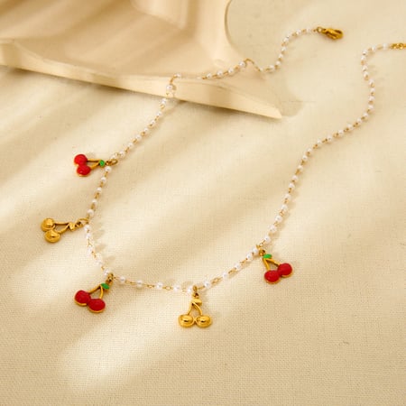 1 Paar romantische Serie süße Pflanze Edelstahl Gold Farbe künstliche Perle Damen Anhänger Halsketten