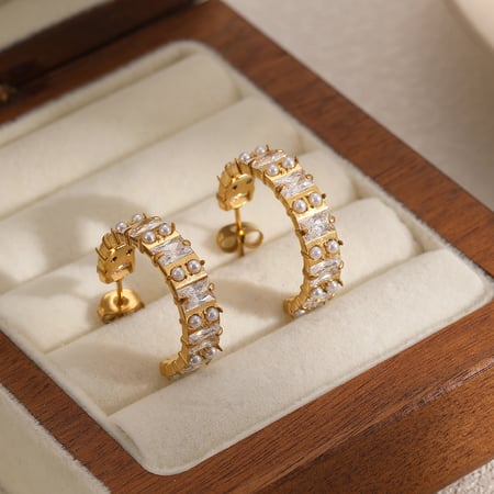 Stainless Steel Gold Color Hoop Earrings 2