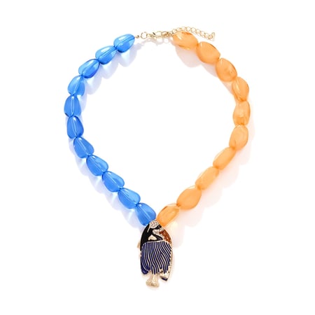 Resin Beaded Alloy Fish Necklaces 2