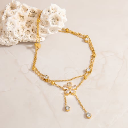 1 Piece Glamorous Flower Stainless Steel Gold Color Women's Anklets 2