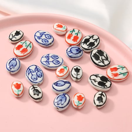1 Piece Flower Ceramics DIY Jewelry Bead