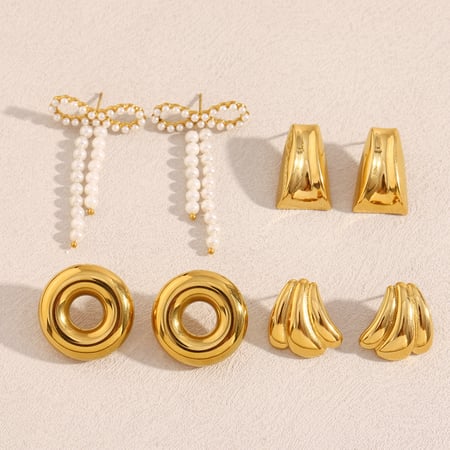 1 Stück Simple Series Elegante geometrische Ohrstecker aus Edelstahl für Damen 2