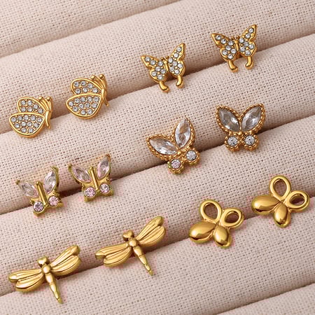 Tier Edelstahl Gold Farbe Piercings Ohrringe 2