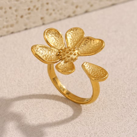 Luxus-Stil Blumen Themen Gold Edelstahl Damen Ringe 2