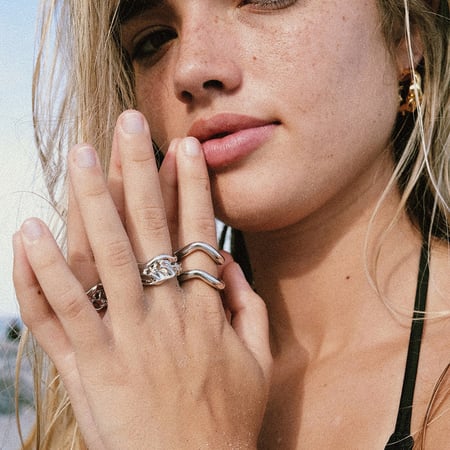  style geometric stainless steel gold color statement rings