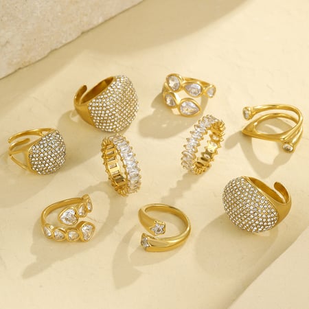 1 Pair Luxurious Series Daily Geometric Stainless Steel   Gold Color  Statement Rings