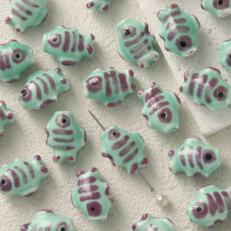 1 pièce de perle en céramique en forme de poisson pour bijoux à faire soi-même