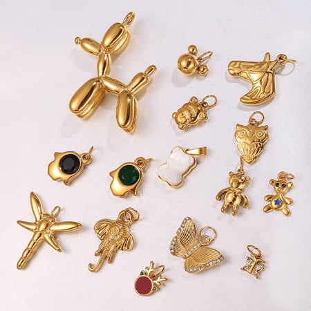 Cute Bear Stainless Steel  Gold Color Pendants 2