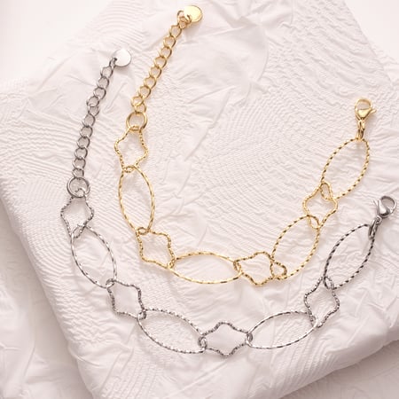 Sophisticated Oval Stainless Steel Gold Color Women's Charm Bracelets 2