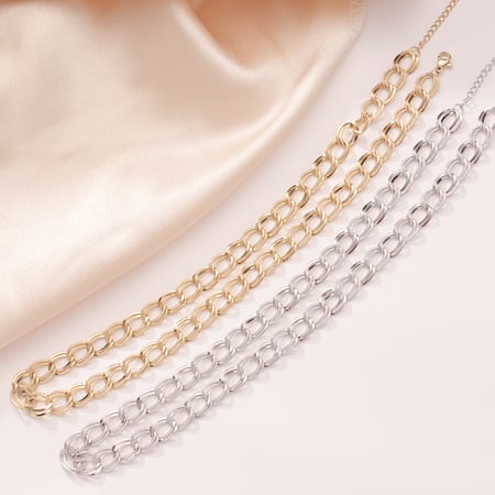 Edgy Daily Patchwork Stainless Steel Gold Color Women's Chain Necklaces