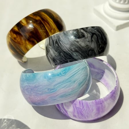 Bracelet jonc décontracté en acétate de couleurs mélangées pour femme, série simple, 1 pièce 2
