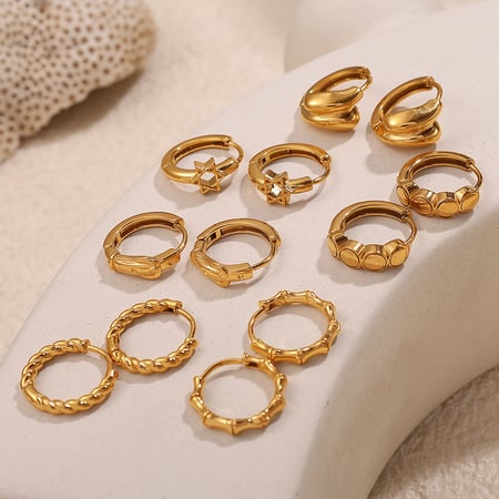 Stainless Steel  Gold Color Hoop Earrings 2
