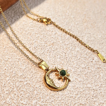 Moon Stainless Steel Gold Color Pendant Necklaces