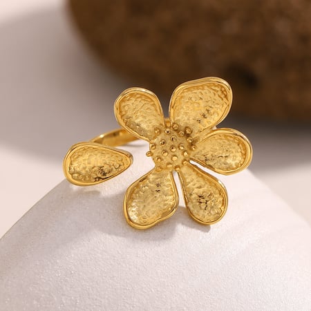 Luxus-Stil Blumen Themen Gold Edelstahl Damen Ringe