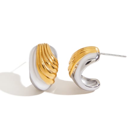 Pendientes geométricos sencillos de acero inoxidable de colores mixtos 2