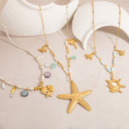 1 Piece Handmade Beaded Starfish Stainless Steel Women's Necklace 2