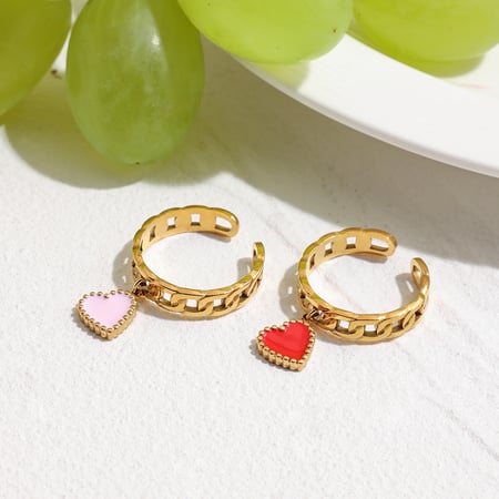 Statement-Ringe aus Edelstahl mit Retro-Herz in Goldfarbe 2