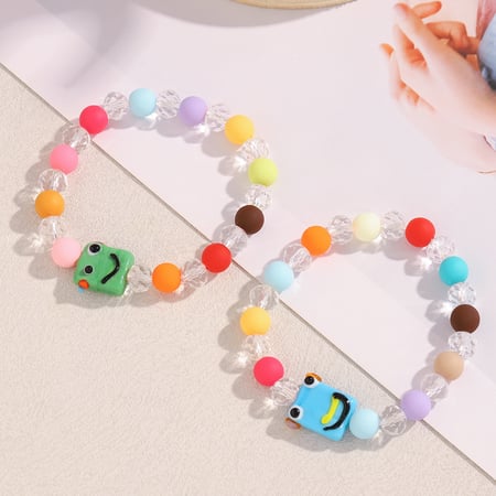 Geleefarbene Perlenarmbänder aus Acryl der Beach Vacation-Serie für Damen