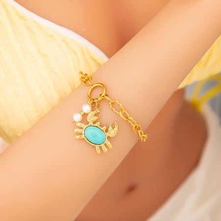 Bracelet pour femme en acier inoxydable avec joli petit crabe 2