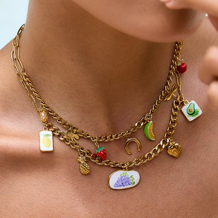 1 Piece Romantic Fruits Stainless Steel Gold Color Women's Pendant Necklaces 2