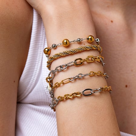 Simple Series Daily Chain Stainless Steel Gold Color Woemn's Bracelets 2