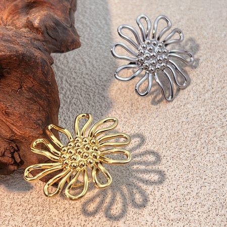 1 stuk bloem roestvrij staal goudkleurige statement ring
