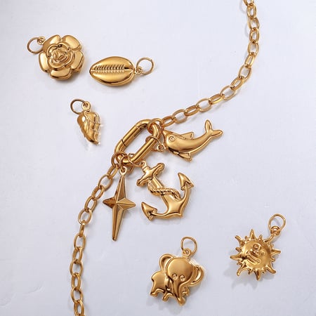 Pendentif DIY en acier inoxydable couleur or 1 pièce 2