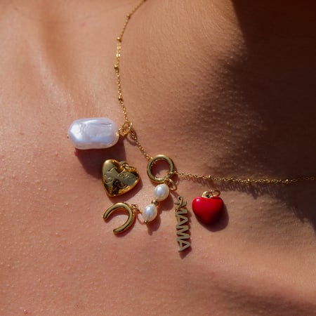1 Stück DIY Serie Urlaub Herz Edelstahl Gold Farbe Damen Anhänger Halsketten