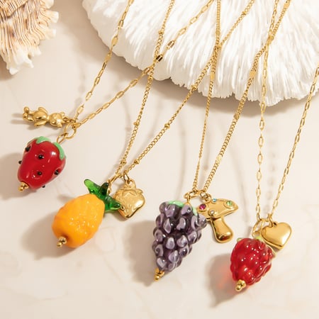 1 Piece Fruit Stainless Steel Gold Color Pendant Necklace 2