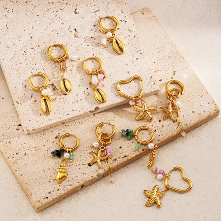 1 Pair Oceanic Stainless Steel Gold Color DIY Drop Earrings 2
