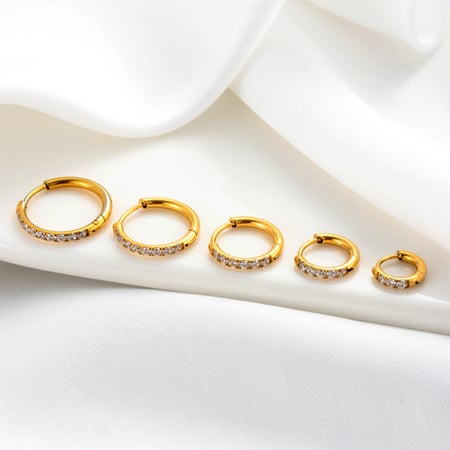 1 Piece Stainless Steel Gold Color Zircon Piercings Earrings 2