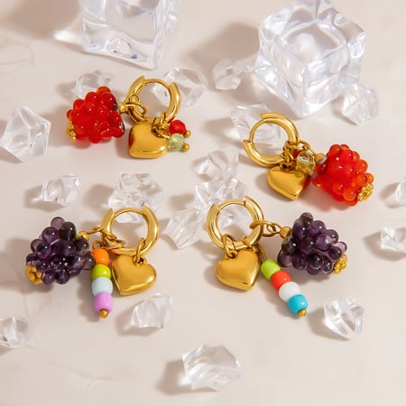 1 stuk schattige fruit oorbellen van roestvrij staal met gouden hanger 2