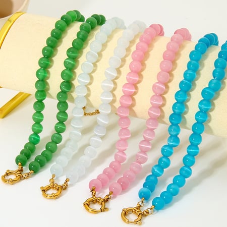Simple Series Daily Geometric Glass Gold Color Women's Beaded Necklaces