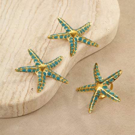 Pendientes de botón geométricos de acero inoxidable dorado para mujer con diseño de vacaciones románticas