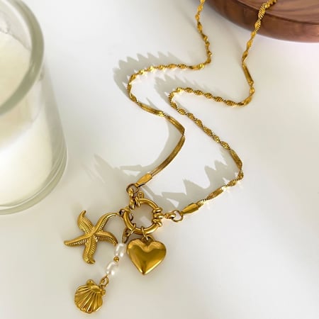 Collier pendentif océanique en acier inoxydable couleur or, 1 pièce
