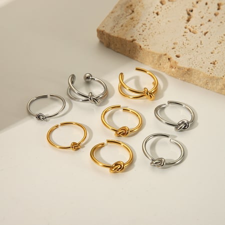 1 Stück einfacher Knoten Edelstahl Goldfarben Verstellbarer Ring