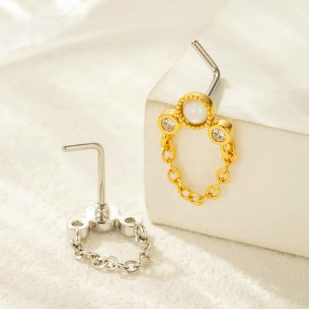 1 Piece Copper Gold Color Zircon  Nose Stud