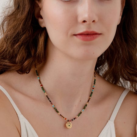 Collares colgantes para mujer con piedras naturales en color dorado 2