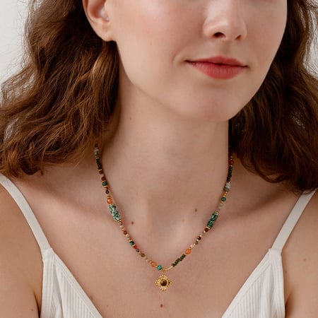 Collares colgantes para mujer de acero inoxidable color dorado de la serie clásica 2