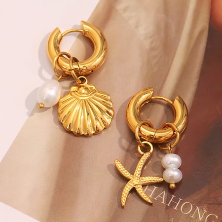 1 Pair Oceanic Shell Shape Gold Color Women's Drop Earrings