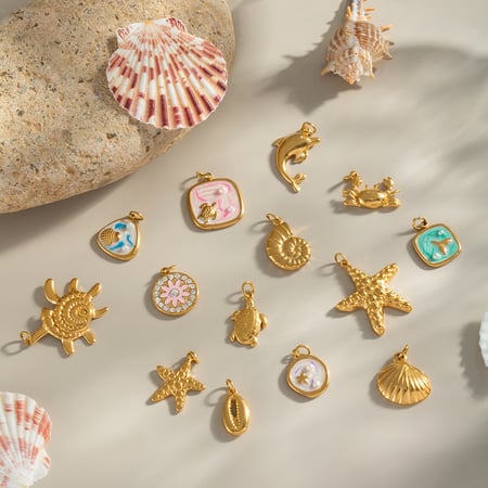 1 Stück Oceanic Edelstahl Gold Farbe DIY Anhänger 2