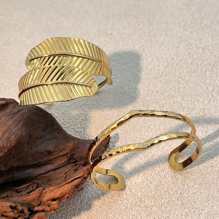 1 Piece Stainless Steel Gold Color Cuff Bracelet 2