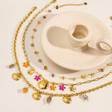 Elegant Flower Stainless Steel   Gold Color  Women's Pendant Necklaces 2