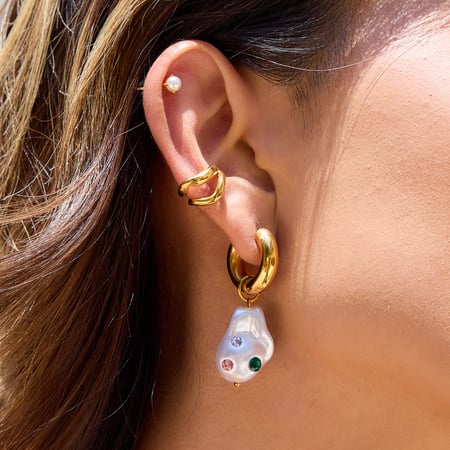 1 Pair Colorful Asymmetry Stainless Steel Gold Color Women's Drop Earrings 2