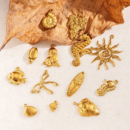 1 Piece Stainless Steel Gold Color DIY Pendants 2