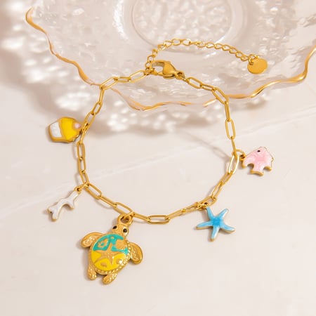 Bracciale con ciondolo color oro in acciaio inossidabile oceanico da 1 pezzo