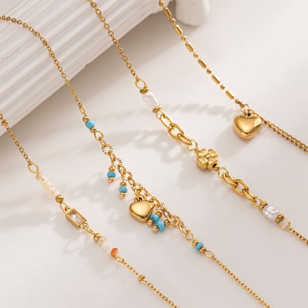 1 Piece Simple Heart Stainless Steel Gold Color Charm Bracelets 2