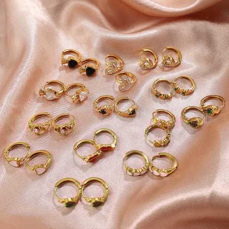 1 paire de boucles d&#39;oreilles créoles en acier inoxydable couleur or en forme de cœur 2
