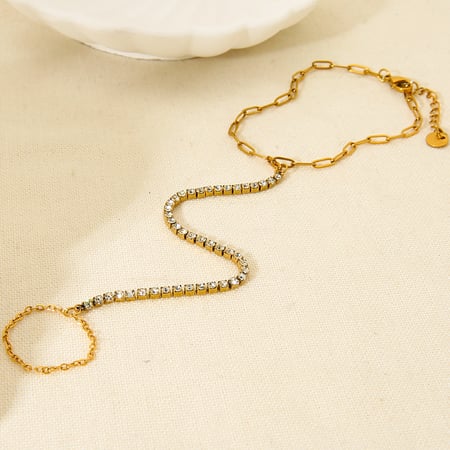 Bracelet connecté en acier inoxydable couleur or et zircon, 1 pièce 2