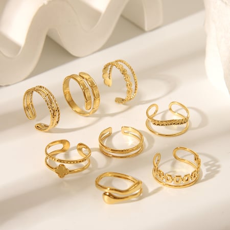1 Piece Stainless Steel Gold Color Minimalist Rings 2